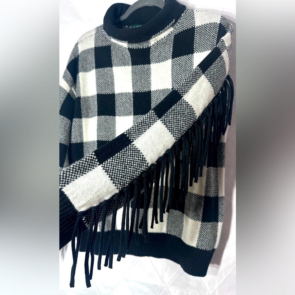 Lauren Ralph Lauren Black and White Cowl Neck Sweater